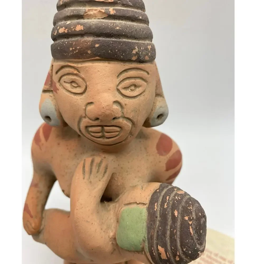 Vtg Pottery Nursing Mother Baby Statue Terracotta Mexico, Dos Manos‎